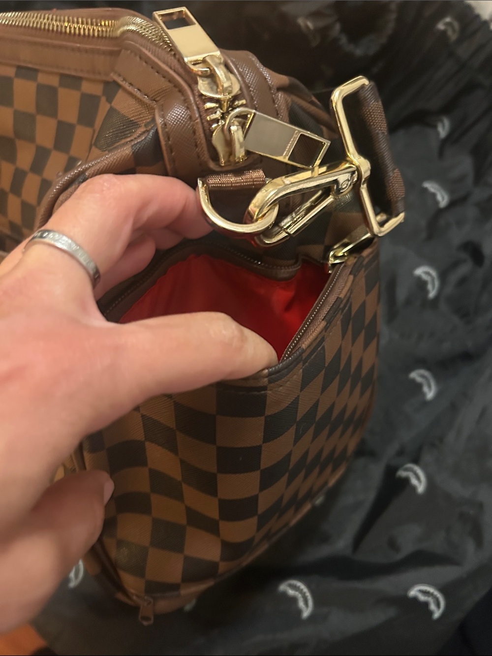 Brown Checkered Sprayground Tote - Picture 7 of 12